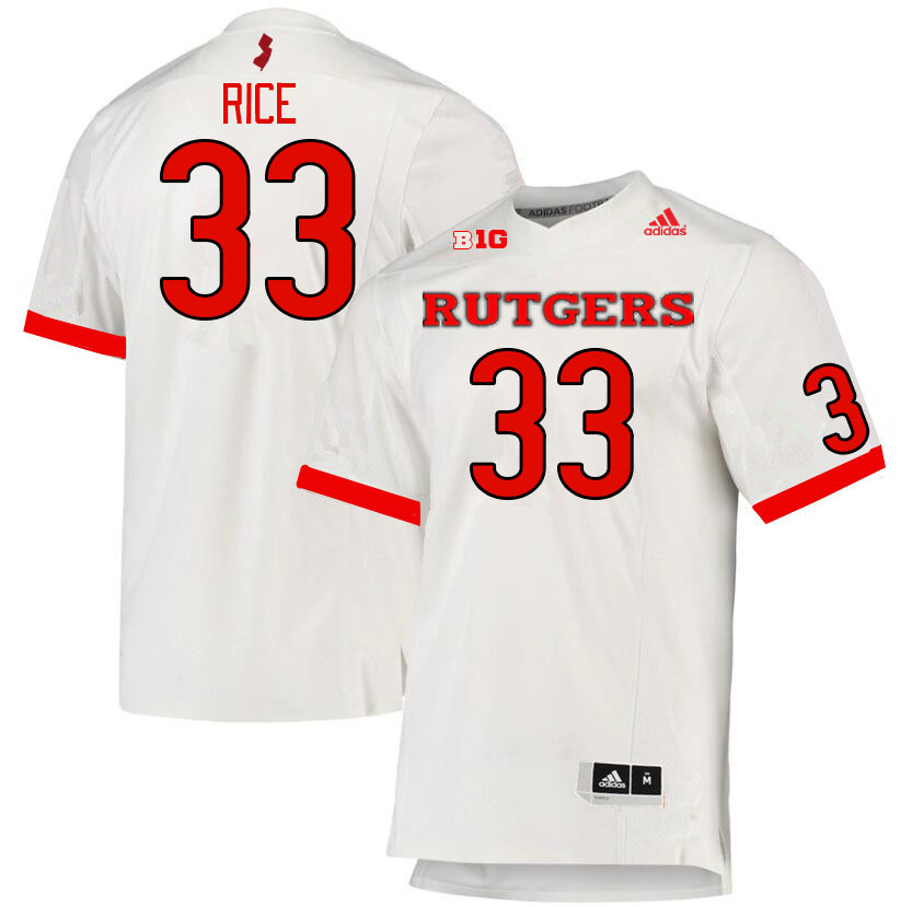 Men #33 Lance Rice Rutgers Scarlet Knights College Football Jerseys Stitched Sale-White
